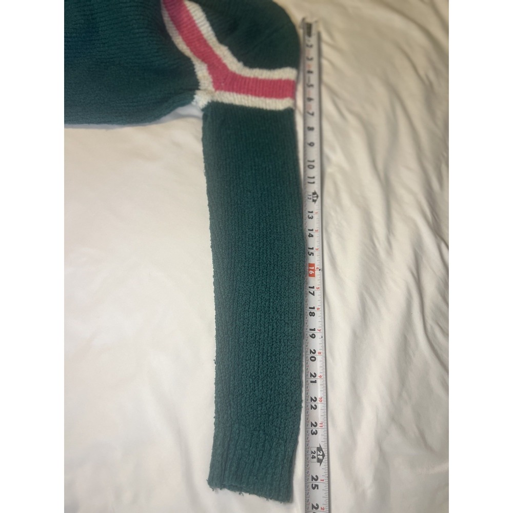 Abercrombie Kids Size 13/14 Girls Long Sleeve Sweater Green with white and pink - Picture 2 of 11